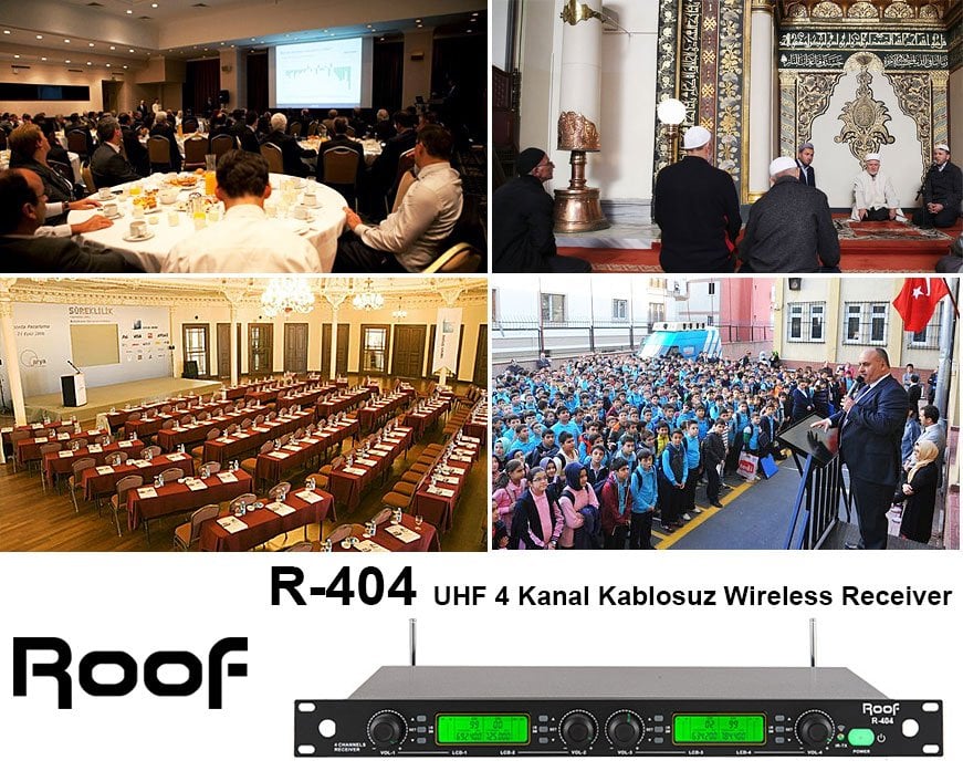 Roof R-404 UHF 4 Kanal Kablosuz Wireless Receiver