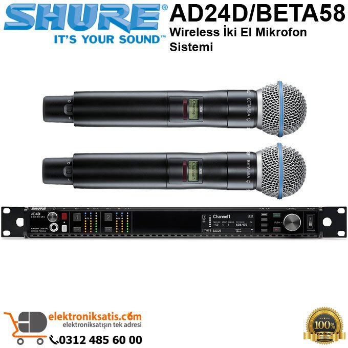 Shure AD24D/BETA58 Wireless iki El Mikrofon Sistemi