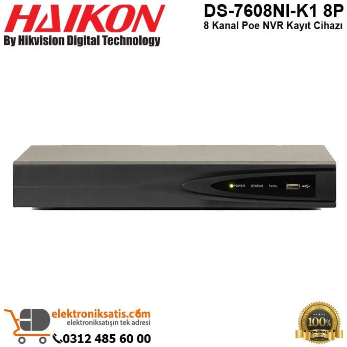 Haikon DS-7608NI-K1 8P 8 Kanal Poe NVR Kayıt Cihazı