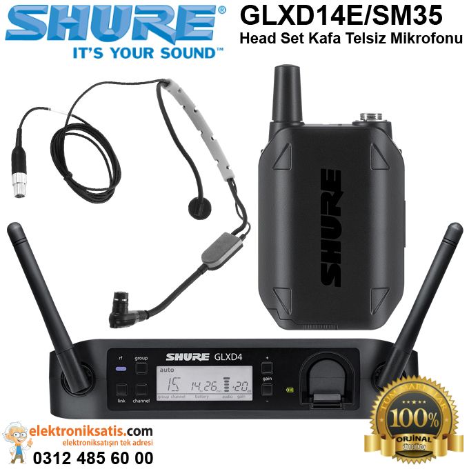 Shure GLXD14E/SM35 Head Set Kafa Telsiz Mikrofonu