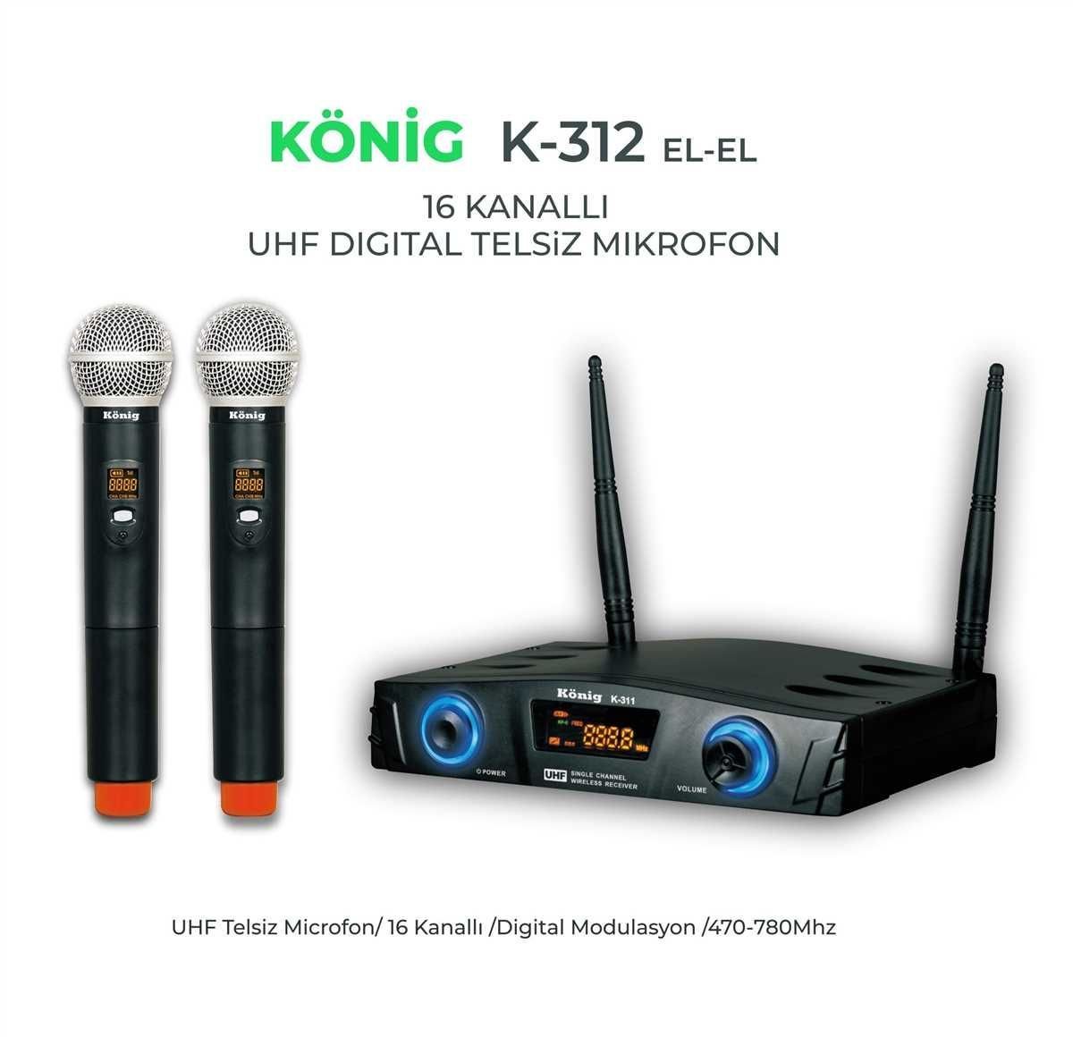 König K-312 EE İki El Telsiz Mikrofon