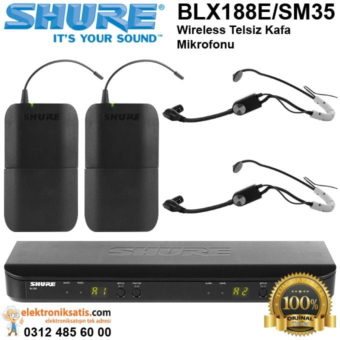 Shure BLX188E/SM35 Wireless Telsiz Kafa Mikrofonu