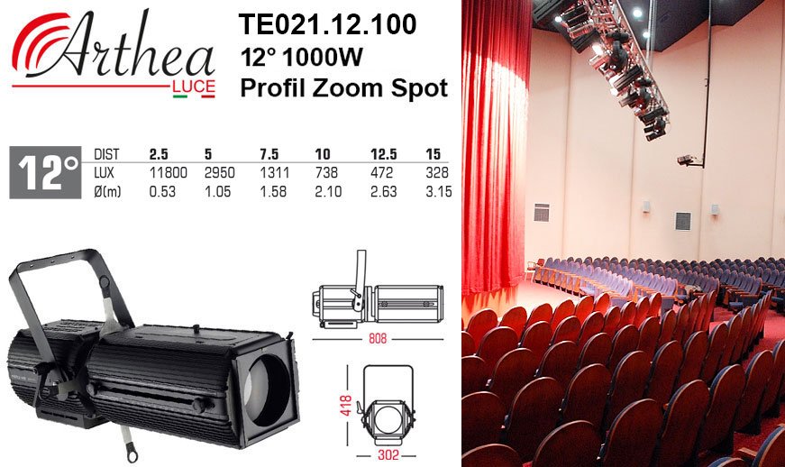 Arthea Luce TE022.1528.100 1000W Profil Zoom Spot