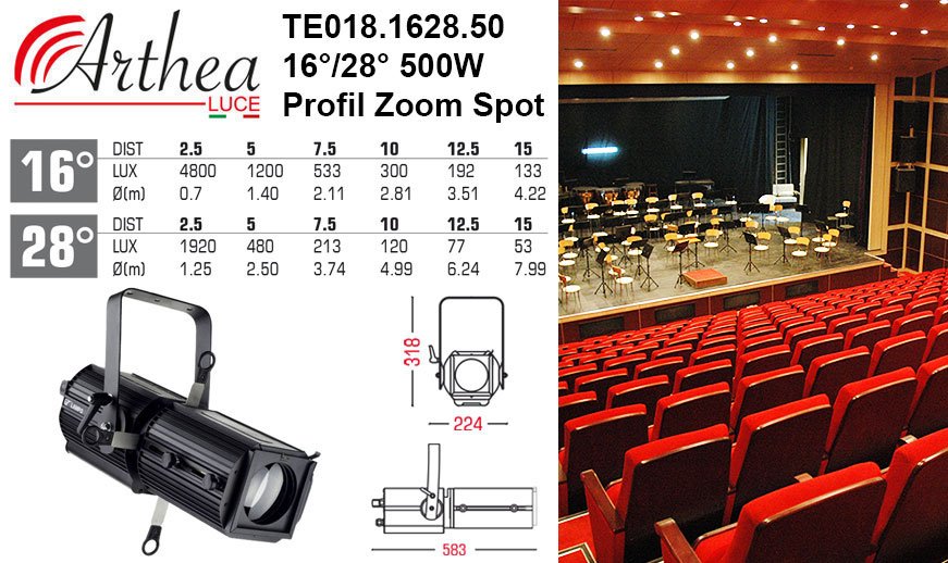 Arthea Luce 16°/28° 500W Profil Zoom Spot