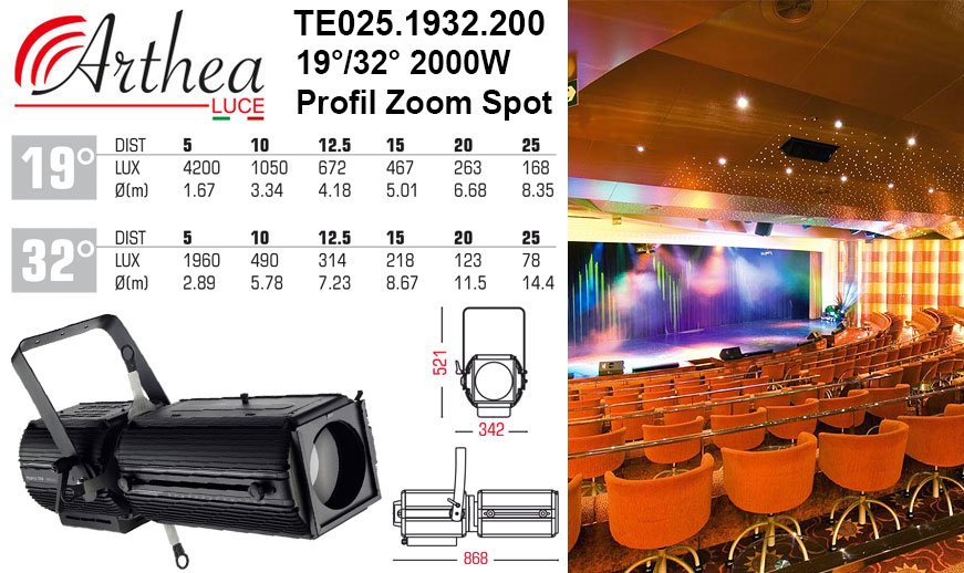 Arthea Luce 22°/40° 1200W Profil Zoom Spot