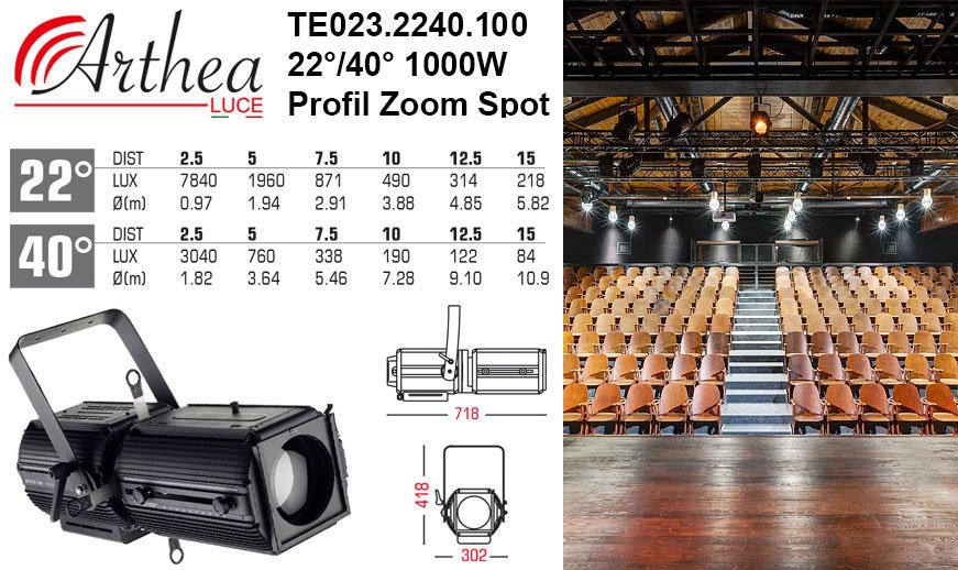 Arthea Luce 22°/40° 1000W Profil Zoom Spot