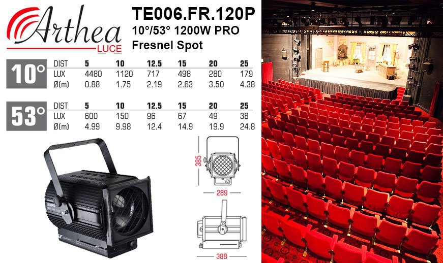 Arthea Luce 10°/53° 1200W PRO Fresnel Spot