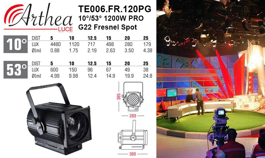 Arthea Luce 10°/53° 1200W PRO G22 Fresnel Spot