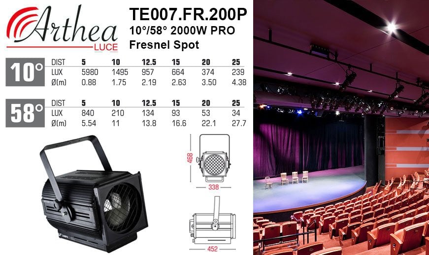 Arthea Luce 10°/58° 2000W PRO Fresnel Spot