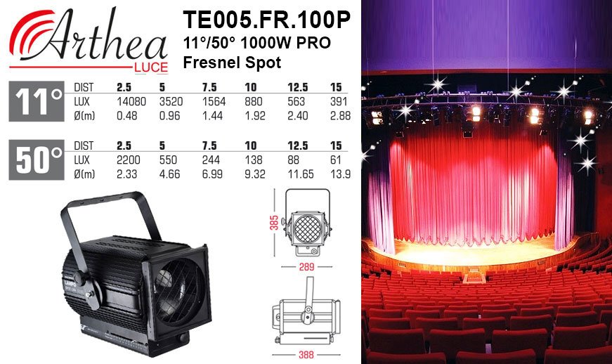 Arthea Luce 11°/50° 1000W PRO Fresnel Spot