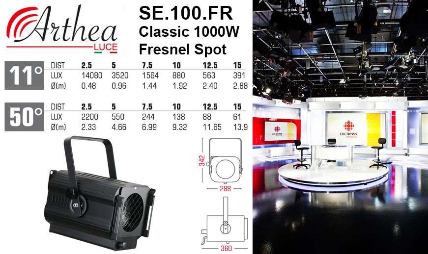 Arthea Luce SE.100.FR 1000W Fresnel Spot