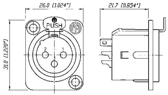 Neutrik NC3FD-L-1 3 Pin XLR Dişi Şase Konnektör