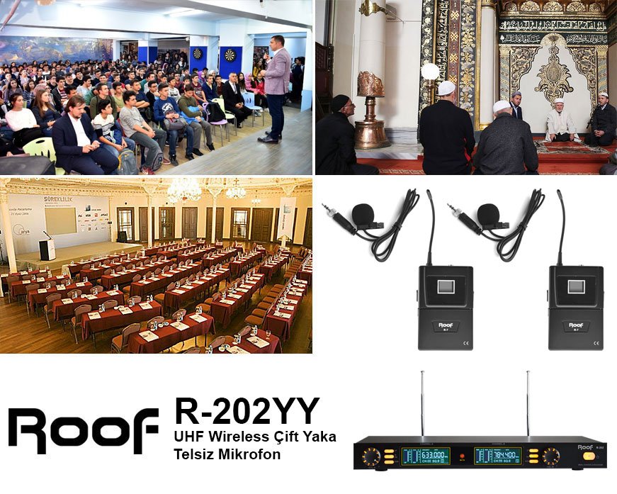 Roof R-202YY Wireless Çift Yaka Telsiz Mikrofon