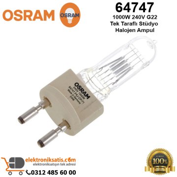Osram 64747 1000 Watt 240 Volt G22 Tek Taraflı Stüdyo Halojen Ampul