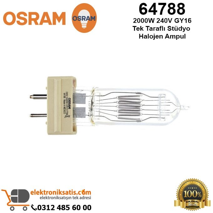 Osram 64788 2000 Watt 240 Volt GY16 Tek Taraflı Stüdyo Halojen Ampul