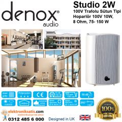 Denox Studio 2 100V Trafolu Kabin Sütun Hoparlör Beyaz