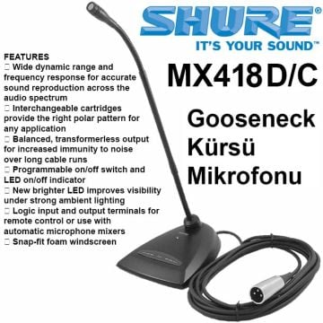 SHURE MX418D/C Gooseneck Kürsü Mikrofonu