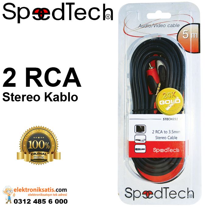 SpeedTech 2 RCA Stereo Kablo 5 Metre