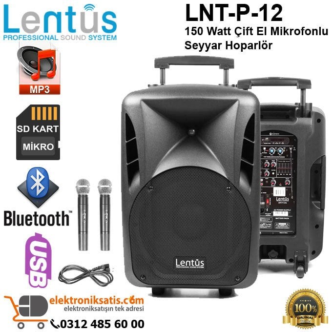 Lentus LNT-P-12E Çift El Seyyar Hoparlör