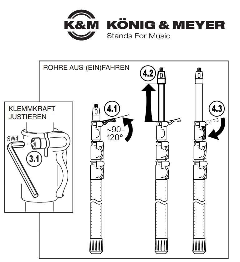 König & Meyer 23783-300-55 Boom Kollu Fishing Pole Mikrofon Tutucu