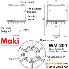 Maki WM-201 Güneş Enerjisi ile Çalışan Yeşil ikaz Lambası