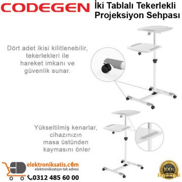 Codegen İki Tablalı Tekerlekli Projeksiyon Sehpası