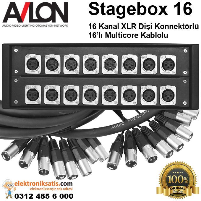 Avlon Stage box 16 Kanal XLR Dişi Konnektörlü 15 Metre Multicore