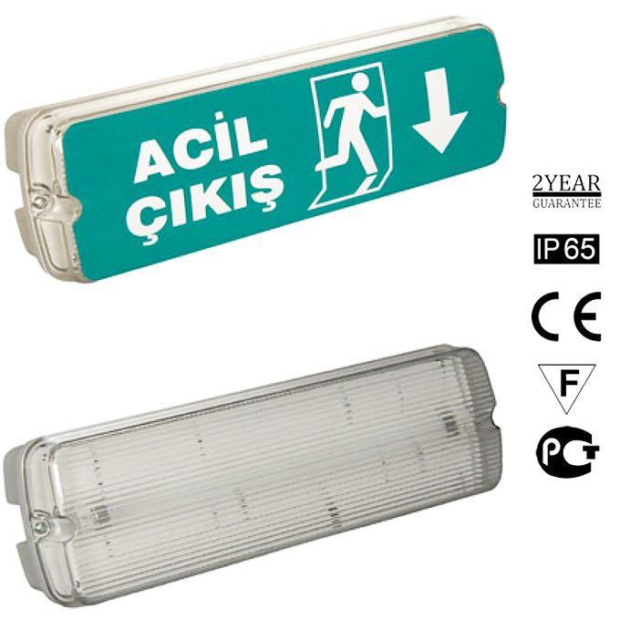 Arsel Betalite Acil Çıkış Aydınlatma ve Yönlendirme Armatürü AEB-03213 Kombine Sürekli 2x8 watt Kesintide 180 dak.