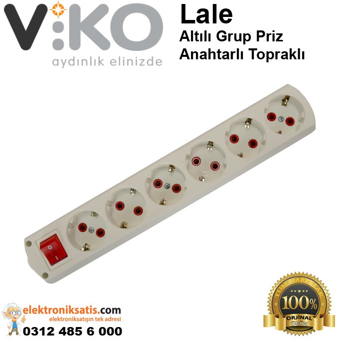 Viko Lale Altılı Anahtarlı Topraklı Grup Priz