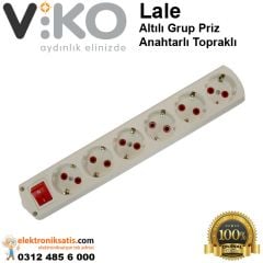 Viko Lale Altılı Anahtarlı Topraklı Grup Priz