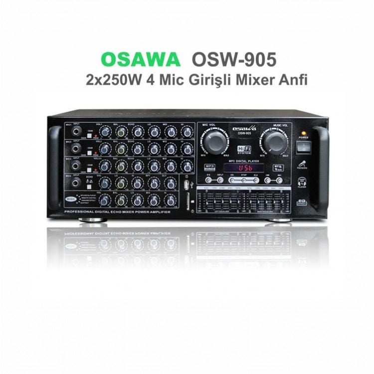 Osawa OSW-905 2x250 Watt USB-SD Bluetooth Stereo Mikser Anfi