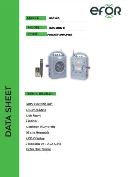 OSAWA OSW-8102 E 1-El Mikrofon Seyyar Portatif Hoparlör