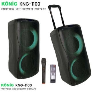 König KNG-1100 PartyBox 300W Portatif Aktif Kabin Hoparlör