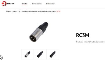 REAN RC3M 3 kutuplu erkek XLR kablo Konnektörü