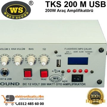 West Sound TKS 200 M USB 200W Araç Amplifikatörü