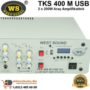 West Sound TKS 400 M USB 2 x 200W Araç Amplifikatörü