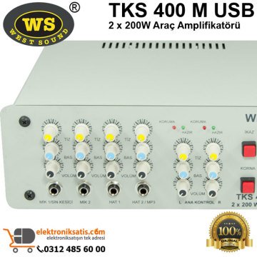 West Sound TKS 400 M USB 2 x 200W Araç Amplifikatörü