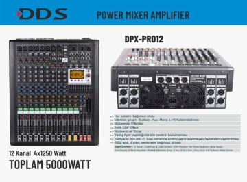 DDS DPX-PRO12 12 Kanal USB 4x1250 Watt Power Mikser