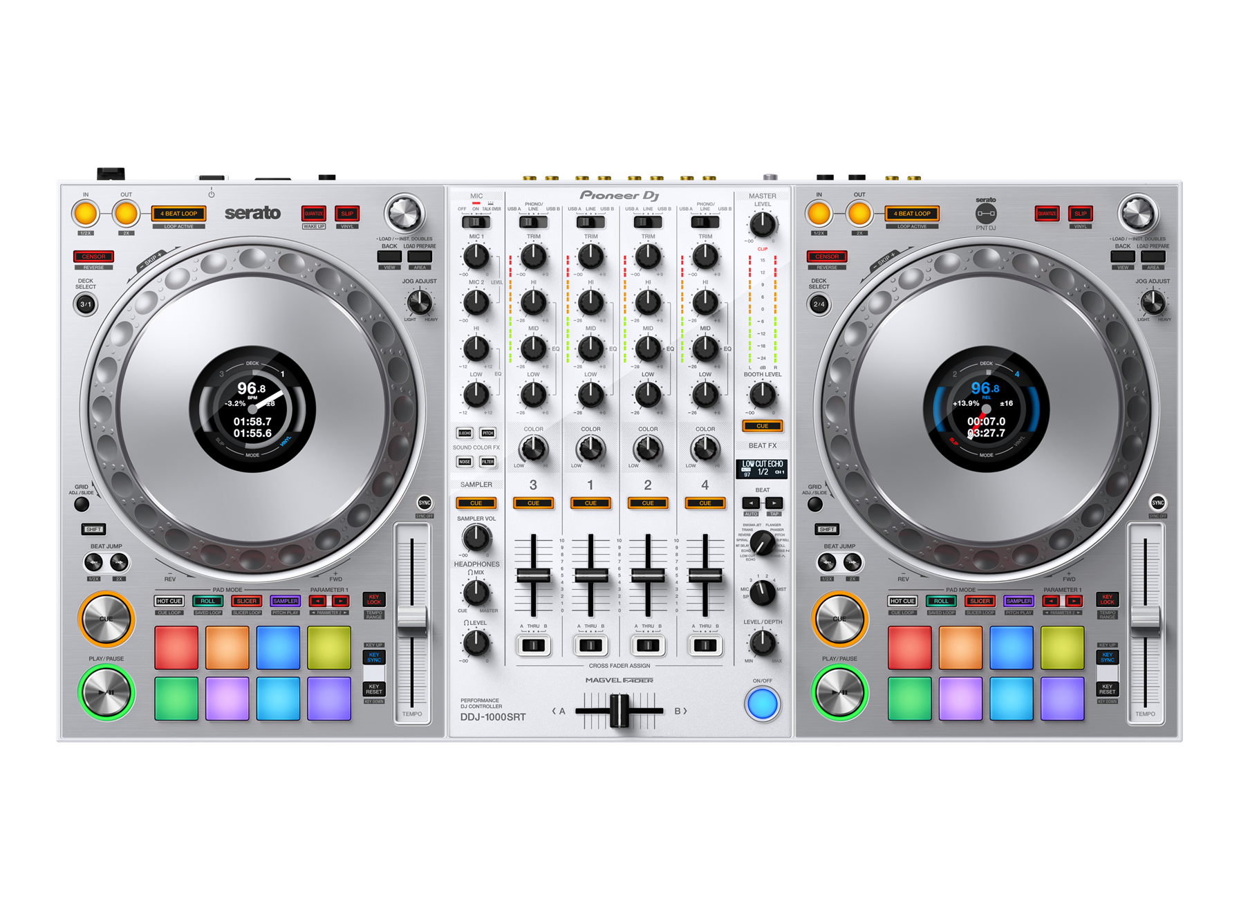 Pıoneer DJ DDJ-1000SRT-W Serato DJ Pro için 4 kanallı performans DJ kontrolörü