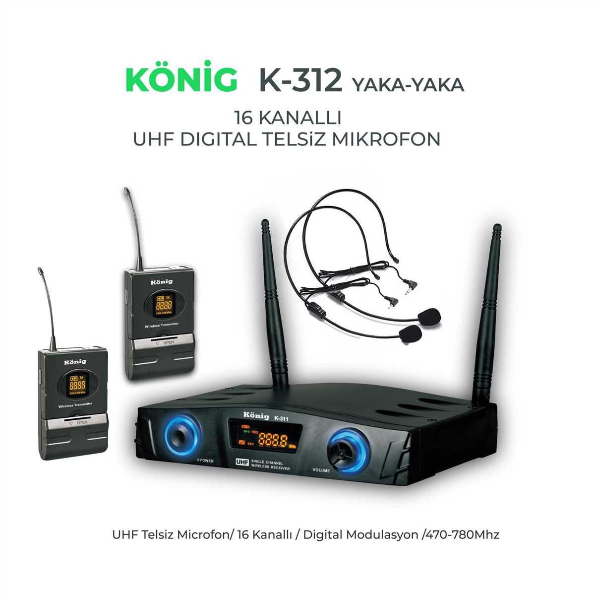KÖNİG K-312 YY  Yaka Yaka Telsiz Mikrofon