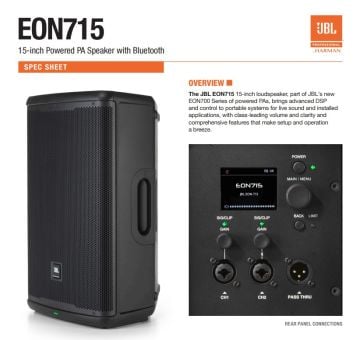 JBL-EON715 Bluetooth'lu 15 inç Güçlendirilmiş PA Hoparlör