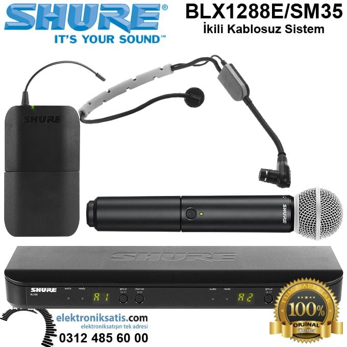 Shure BLX1288E-SM35 ikili Kablosuz Sistem