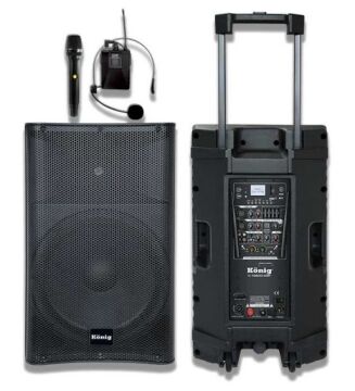 König K-15600 DSP 15'' 800 Watt Akülü El  + Yaka Mikrofonu