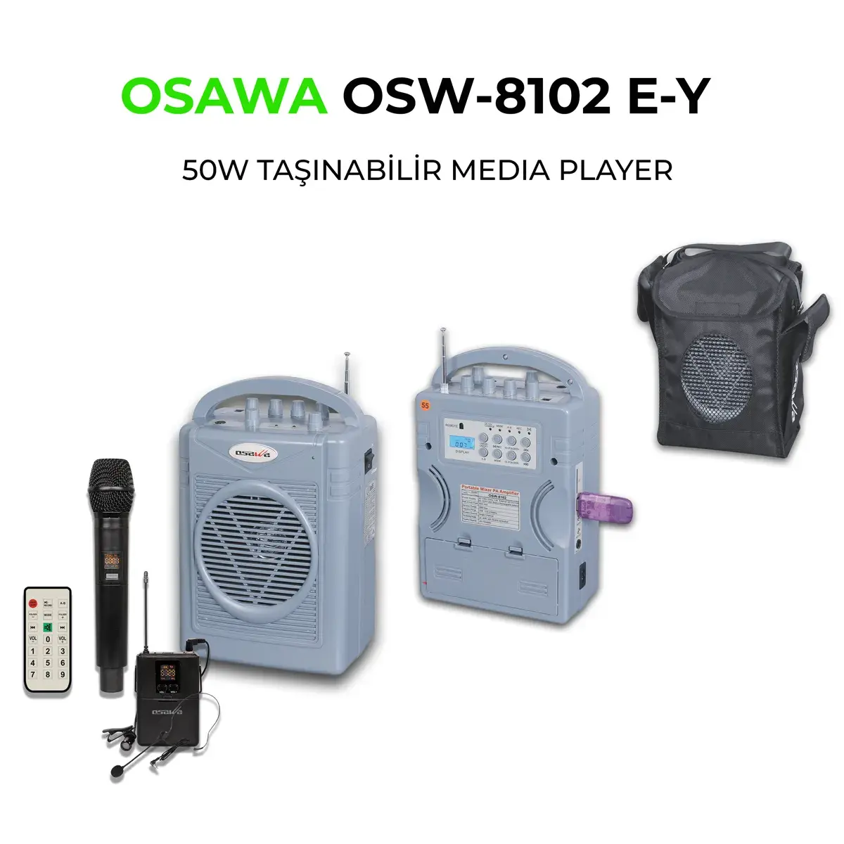 OSAWA OSW-8102 50W PORTATİF ANFİ ( EL+YAKA)