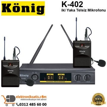 König K-402 iki Yaka Telsiz Mikrofonu
