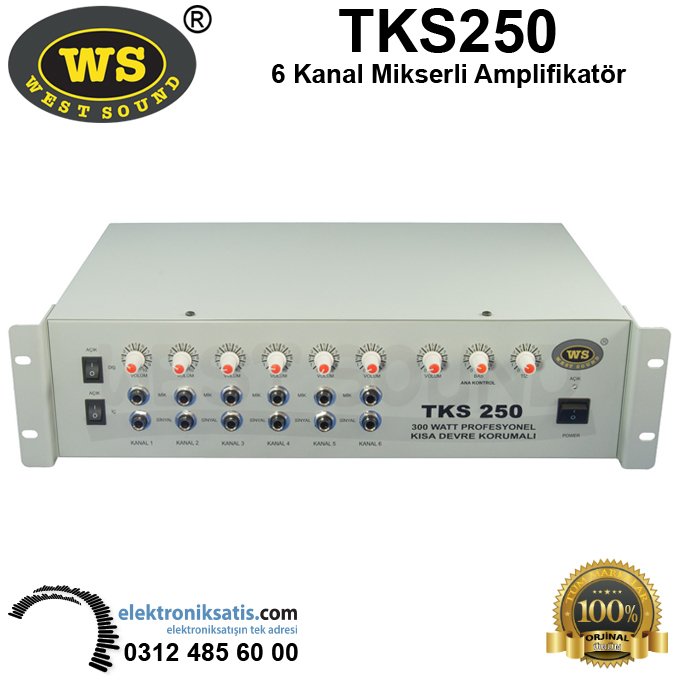 West Sound TKS 250 6 Kanal 250 Watt Mikserli Amplifikatör