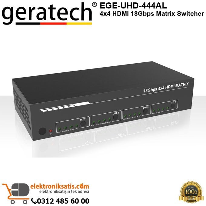 Geratech EGE-6UHD-444AL 4x4 HDMI 18Gbps Matrix Switcher