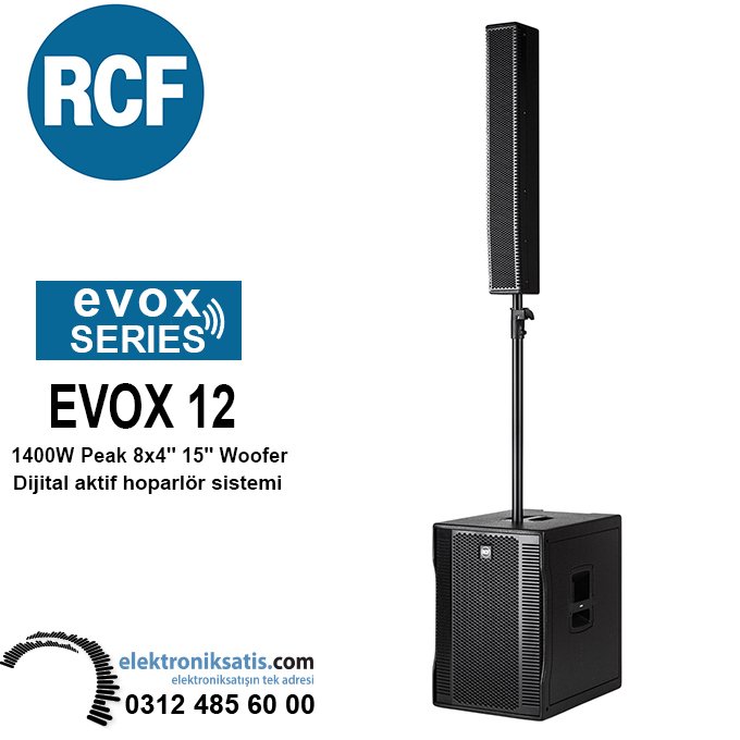 RCF EVOX 12 1400W Peak 8x4'' 15'' Woofer Dijital aktif hoparlör sistemi