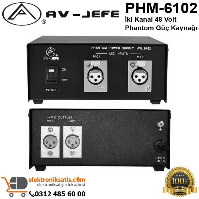 AV-JEFE PHM-6102 İki Kanal 48 Volt Phantom Güç Kaynağı