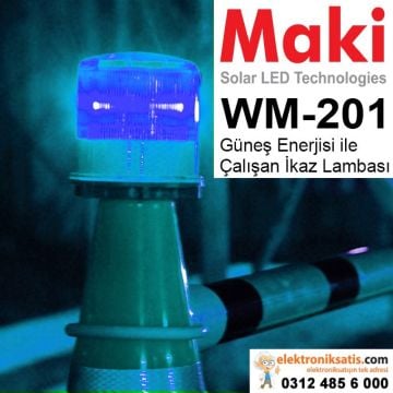 Maki WM-201 Güneş Enerjisi ile Çalışan Mavi ikaz Lambası